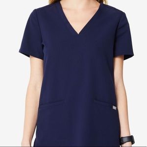Figs three pocket scrub top, xsmall in navy
